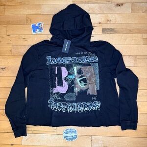 Homme Femme Black Graphic Hoodie - Love Is Forever Design